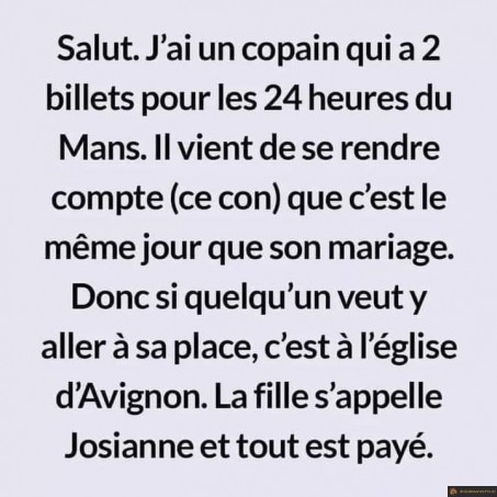 24 heures du Mans ou mariage?