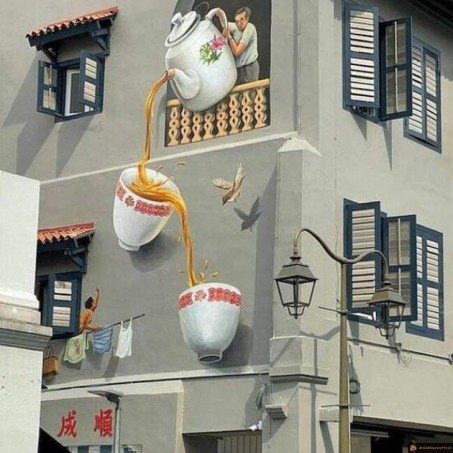 Immeuble street art thé