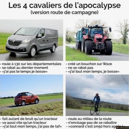 Les 4 cavaliers de l'apocalypse sur route
