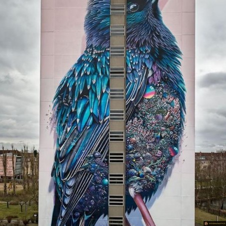 Peinture batiment oiseau