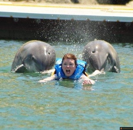 Poussée par des dauphins