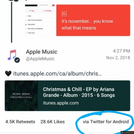 Quand Apple tweet depuis Android