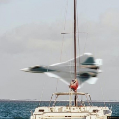 Rase-motte près d'un bateau