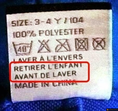 Retirer l'enfant avant de laver