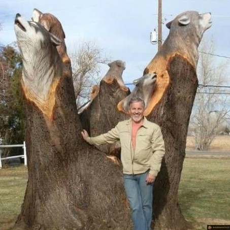 Sculpture bois loups