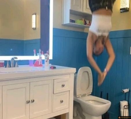 Vrai plongeon dans les toilettes