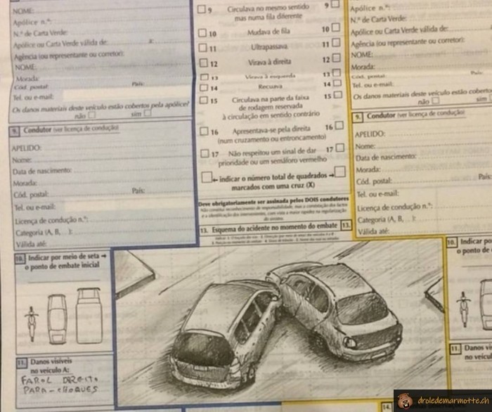 Dessin artiste constat accident