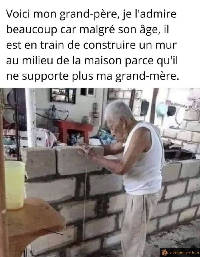 Grand-père construit un mur