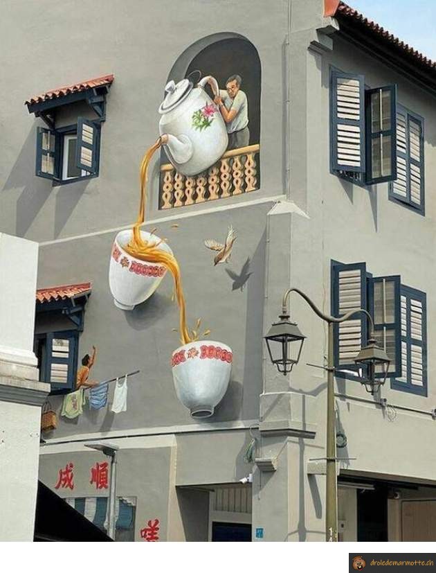 Immeuble street art thé