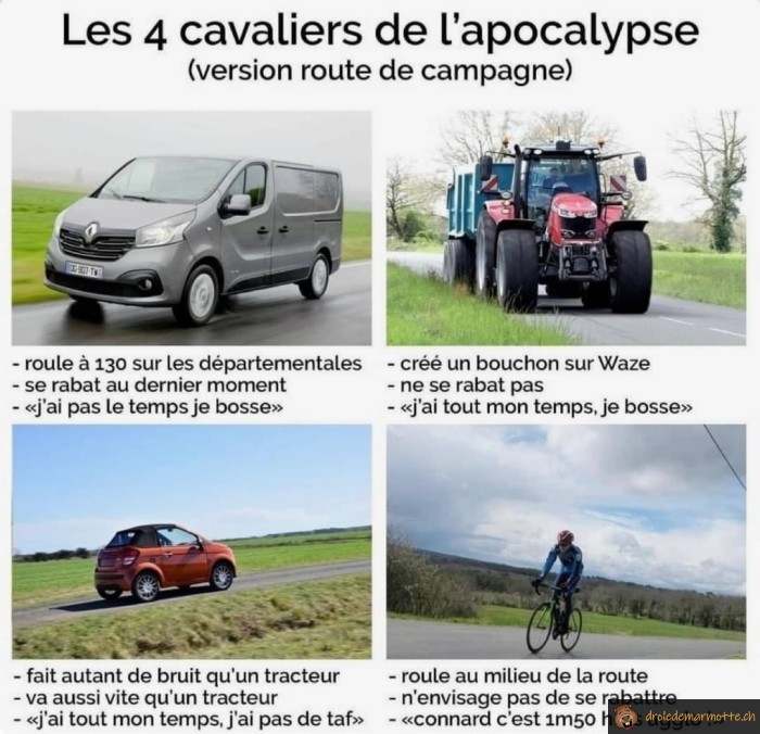 Les 4 cavaliers de l'apocalypse sur route