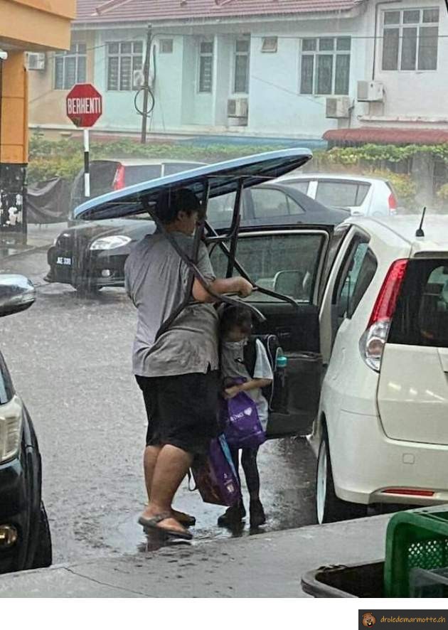 Parapluie lourd et encombrant