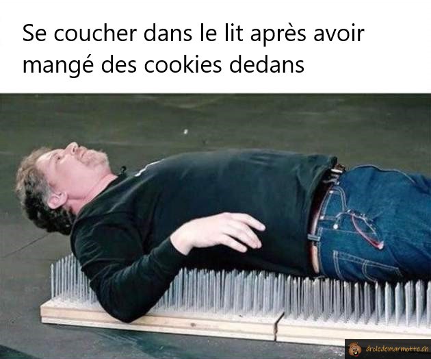 Se coucher dans le lit avec des cookies