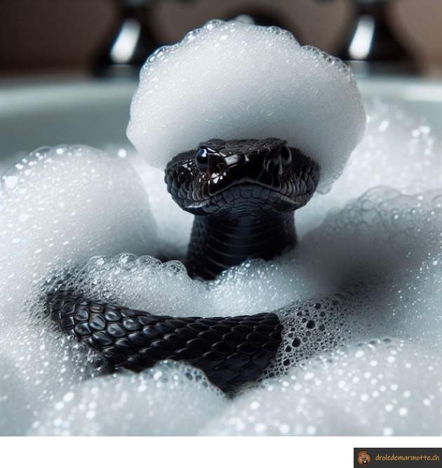 Serpent prend un bain
