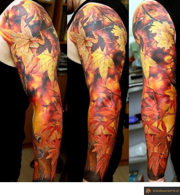 Tatouage feuilles d'automne
