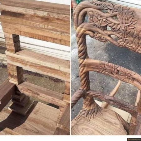 Sculpture chaise bois