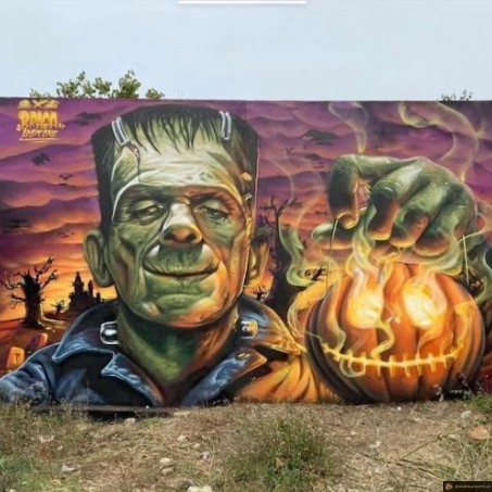 Street art Frankenstein halloween